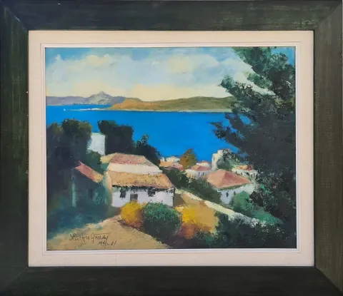 "Peyzaj" eseri LÜTFÜ GÜNAY tarafından 1999 yılında 45x55 cm ölçülerinde Duralit üzeri yağlı boya tekniği ile yapılmıştır.