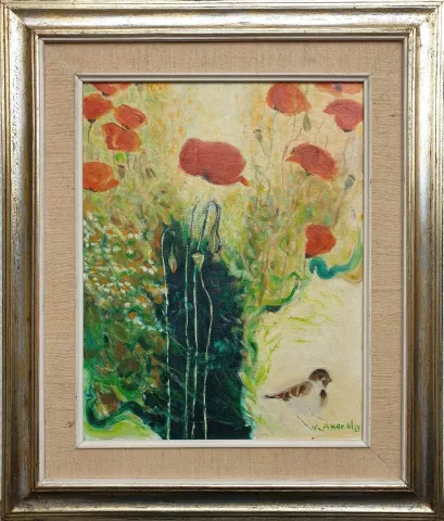 NEVZAT AKORAL — “Gelincikler”, 1989 "Gelincikler" eseri NEVZAT AKORAL tarafından 1989 yılında 36x28 cm ölçülerinde Tuval üzeri yağlı boya tekniği ile yapılmıştır.
