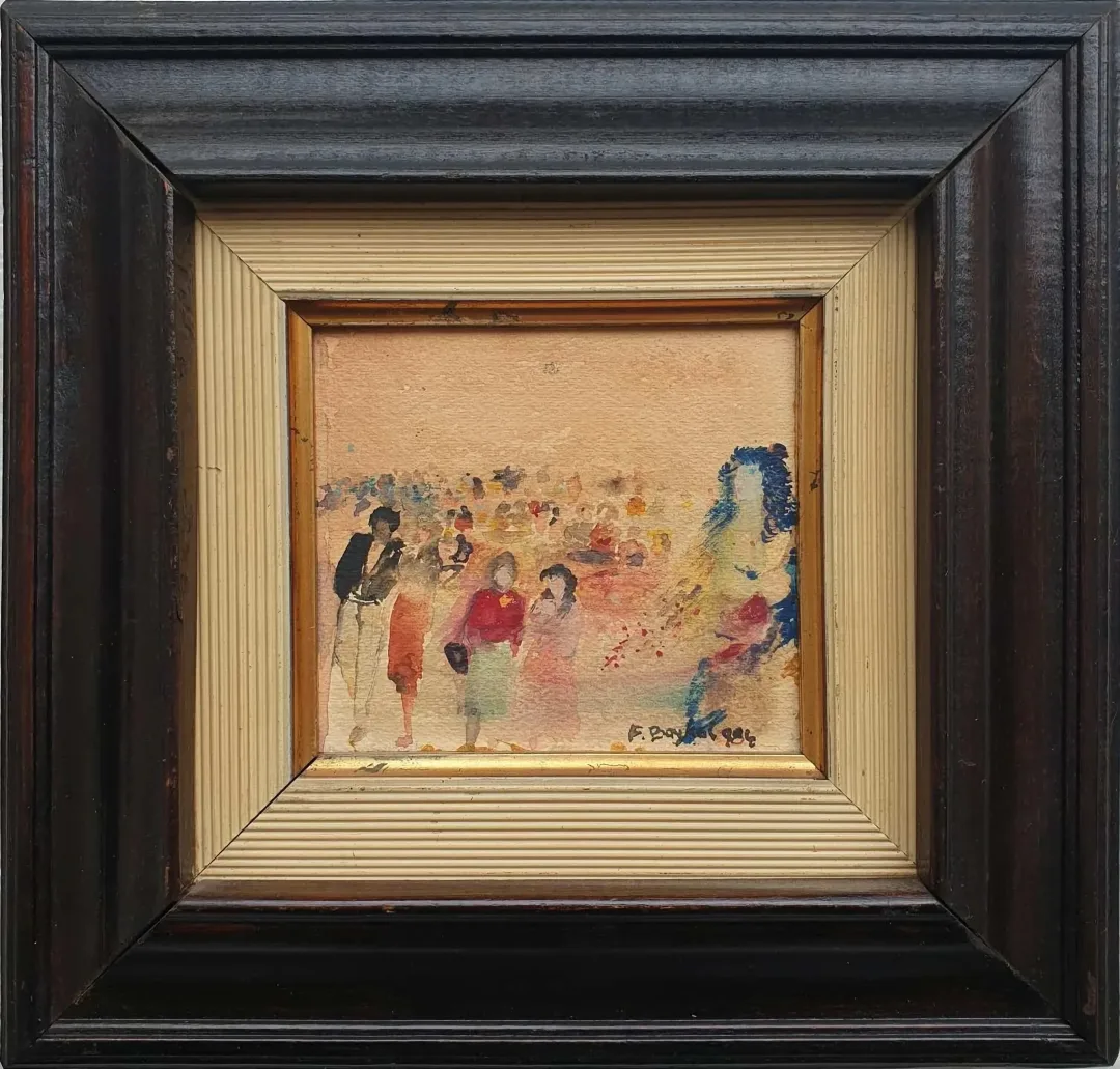 "İsimsiz" eseri FAHRETTİN BAYKAL tarafından 1984 yılında 10x10 cm ölçülerinde Kağıt üzeri sulu boya tekniği ile yapılmıştır.