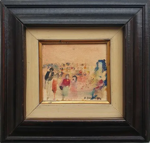 "İsimsiz" eseri FAHRETTİN BAYKAL tarafından 1984 yılında 10x10 cm ölçülerinde Kağıt üzeri sulu boya tekniği ile yapılmıştır.
