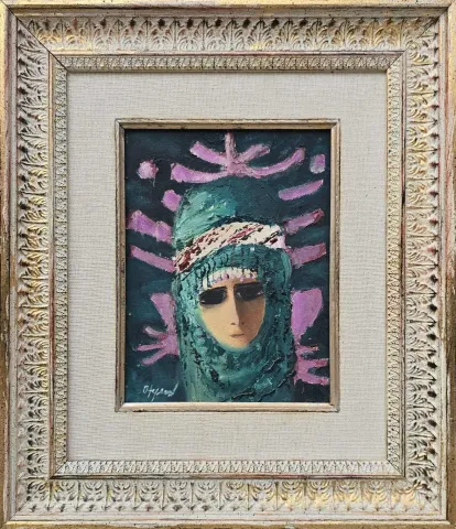 FİKRET OTYAM — “İsimsiz”, 1989 "İsimsiz" eseri FİKRET OTYAM tarafından 1989 yılında 28x18 cm ölçülerinde Duralit üzeri yağlı boya tekniği ile yapılmıştır.