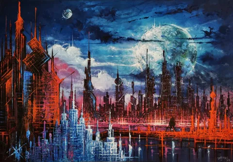 TAYYAR ÖZKAN — “Kaotik”, 2025 "Kaotik" eseri TAYYAR ÖZKAN tarafından 2025 yılında 70x100 cm ölçülerinde Tuval üzeri akrilik boya tekniği ile yapılmıştır.