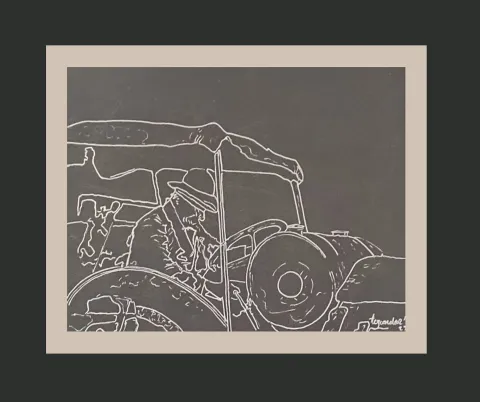 "AOÇ’de ATATÜRK" eseri TEZCAN KARAKUŞ CANDAN tarafından 20x25 cm ölçülerinde Deri üzeri portre tekniği ile yapılmıştır.