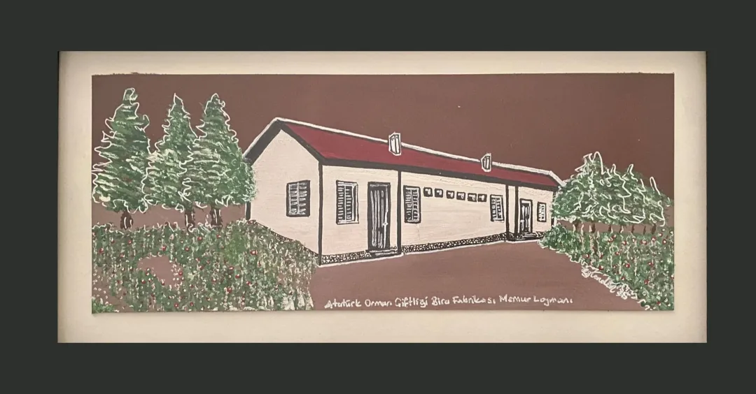 yakınlaştır "AOÇ Bira İşçileri Lojmanı" eseri TEZCAN KARAKUŞ CANDAN tarafından 12x29 cm ölçülerinde Deri üzeri karışık teknik tekniği ile yapılmıştır.