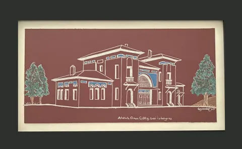 "AOÇ Gazi İstasyonu 2" eseri TEZCAN KARAKUŞ CANDAN tarafından 19x38 cm ölçülerinde Deri üzeri karışık teknik tekniği ile yapılmıştır.
