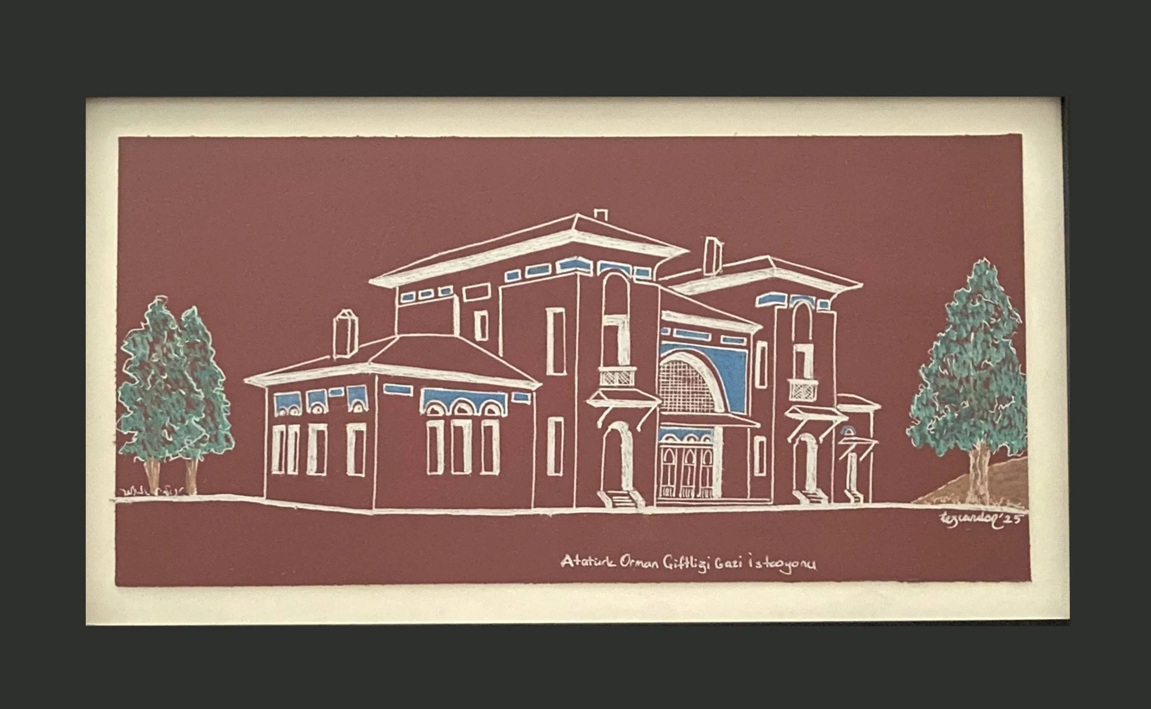 "AOÇ Gazi İstasyonu 2" eseri TEZCAN KARAKUŞ CANDAN tarafından 19x38 cm ölçülerinde Deri üzeri karışık teknik tekniği ile yapılmıştır.