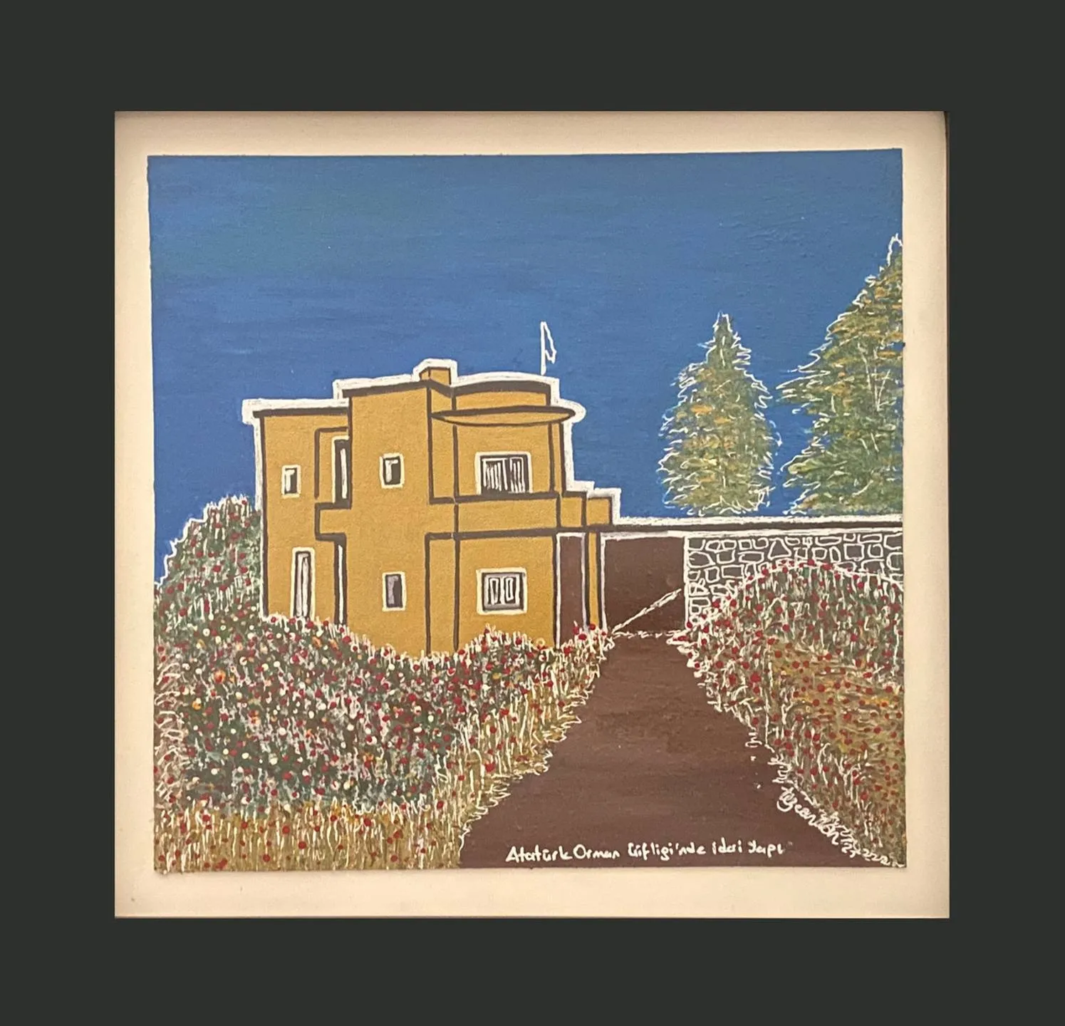 "AOÇ İdari Yapı(Karakol)" eseri TEZCAN KARAKUŞ CANDAN tarafından 25,5x26,5 cm ölçülerinde Deri üzeri karışık teknik tekniği ile yapılmıştır.