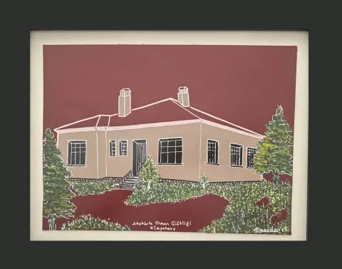 "AOÇ Kimyahane" eseri TEZCAN KARAKUŞ CANDAN tarafından 22,5x30,5 cm ölçülerinde Deri üzeri karışık teknik tekniği ile yapılmıştır.