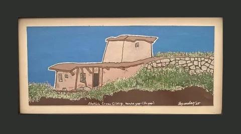 "AOÇ Harabe Yapı (ilk yapı)" eseri TEZCAN KARAKUŞ CANDAN tarafından 15x35 cm ölçülerinde Deri üzeri karışık teknik tekniği ile yapılmıştır.