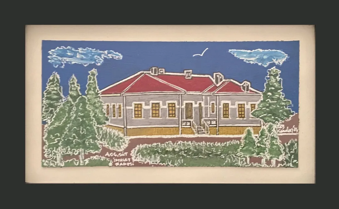 yakınlaştır "AOç Süt imalathanesi" eseri TEZCAN KARAKUŞ CANDAN tarafından 12,5x25 cm ölçülerinde Deri üzeri karışık teknik tekniği ile yapılmıştır.