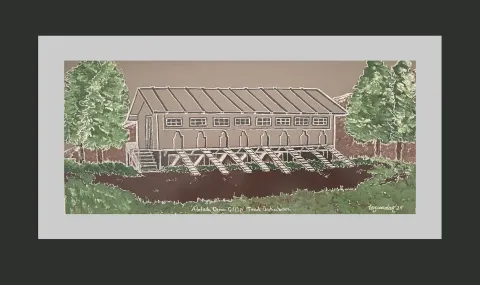 "AOÇ Tavuk Kümesi" eseri TEZCAN KARAKUŞ CANDAN tarafından 18x40 cm ölçülerinde Deri üzeri karışık teknik tekniği ile yapılmıştır.