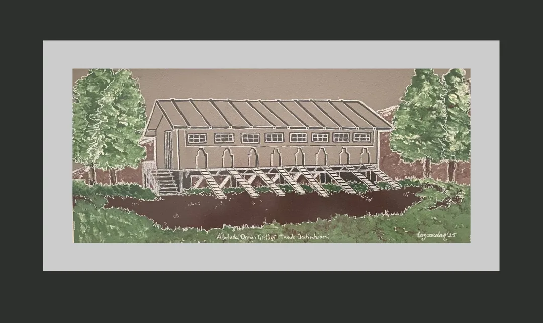 yakınlaştır "AOÇ Tavuk Kümesi" eseri TEZCAN KARAKUŞ CANDAN tarafından 18x40 cm ölçülerinde Deri üzeri karışık teknik tekniği ile yapılmıştır.