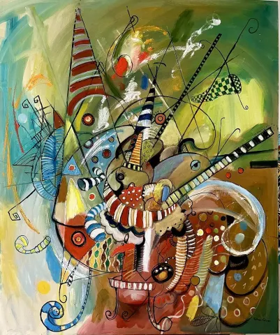 VOLKAN ÇOBAN — “Soyut Kompozisyon”, 2025 "Soyut Kompozisyon" eseri VOLKAN ÇOBAN tarafından 2025 yılında 120x100 cm ölçülerinde Tuval üzeri yağlı boya tekniği ile yapılmıştır.