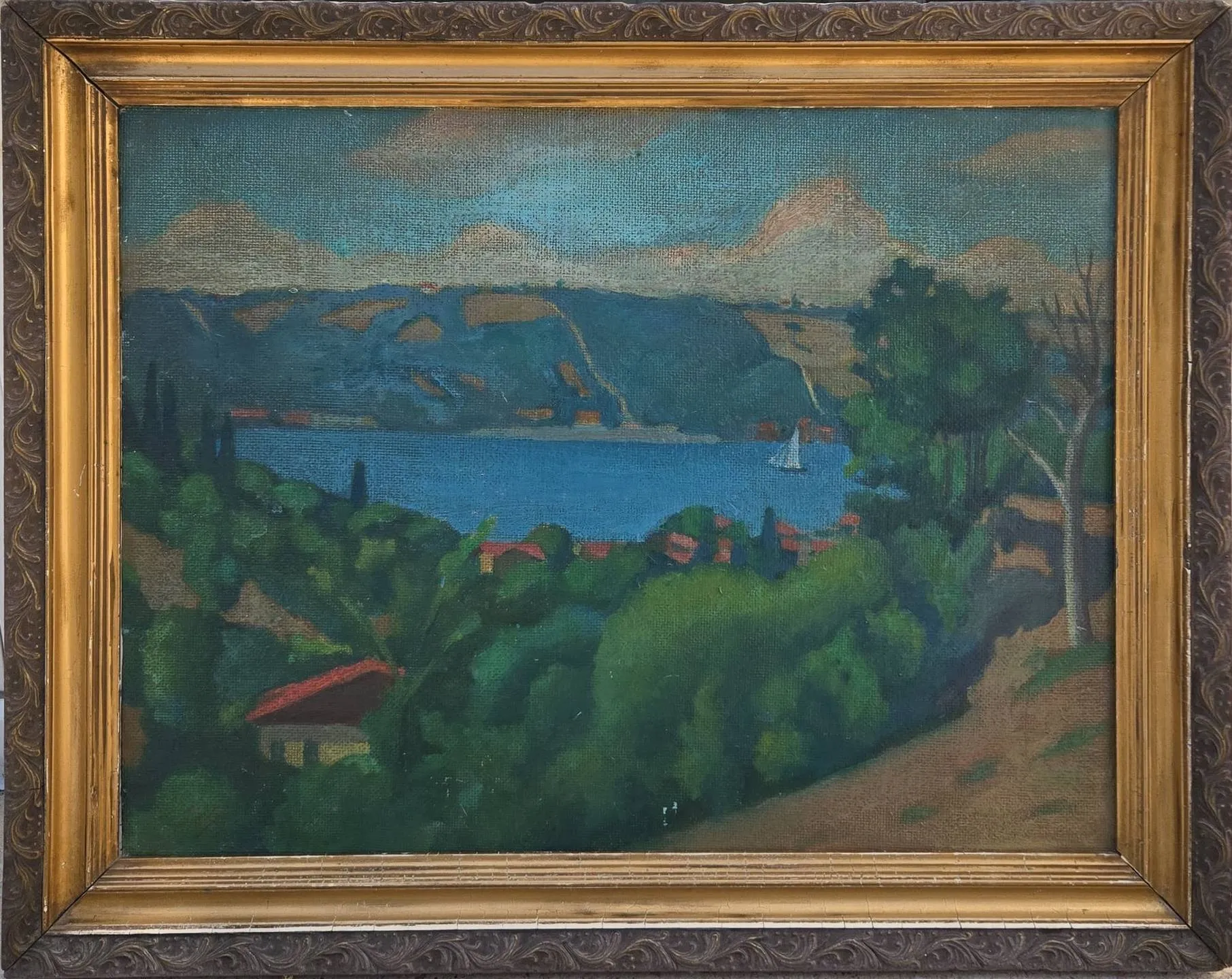 "İstanbul, Boğazdan Peyzaj" eseri SAİP TUNA tarafından 46x61 cm ölçülerinde Duralit üzeri yağlı boya tekniği ile yapılmıştır.
