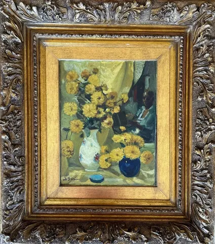 İBRAHİM SAFİ — “Natürmort” "Natürmort" eseri İBRAHİM SAFİ tarafından 43x33 cm ölçülerinde Tuval üzeri yağlı boya tekniği ile yapılmıştır.