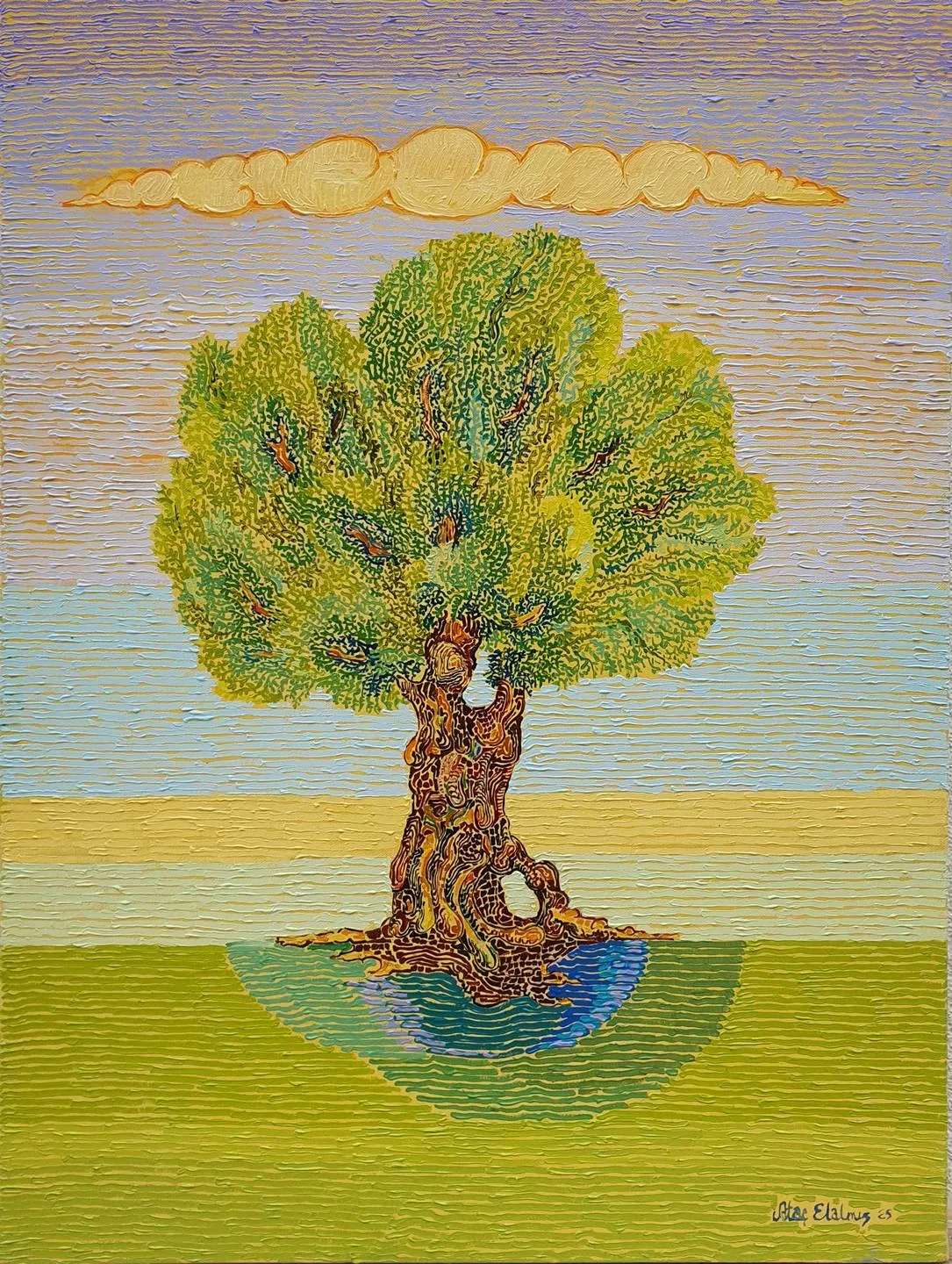 "Zeytin Ağacı" eseri ATAÇ ELALMIŞ tarafından 2025 yılında 80x60 cm ölçülerinde Tuval üzeri yağlı boya tekniği ile yapılmıştır.