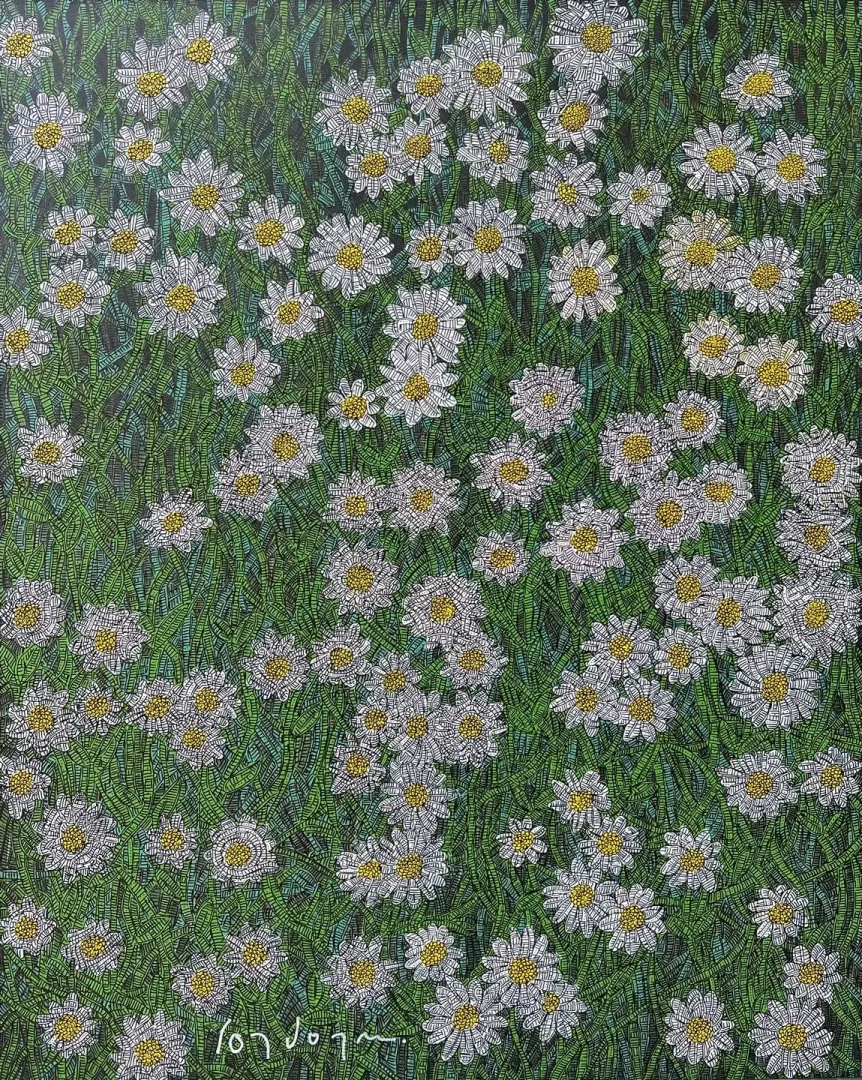 "Her güne bir papatya 1" eseri MURAT ÖZDOĞRU tarafından 2024 yılında 100x80 cm ölçülerinde Tuval üzeri akrilik boya tekniği ile yapılmıştır.