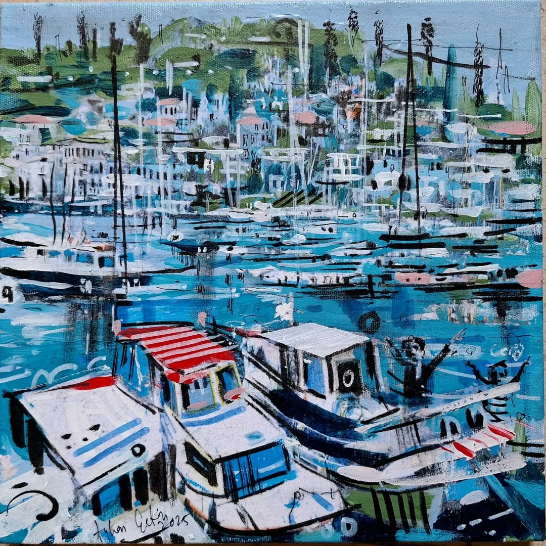 "Marina" eseri AYHAN ÇETİN tarafından 2025 yılında 25x25 cm ölçülerinde Tuval üzeri akrilik boya tekniği ile yapılmıştır.