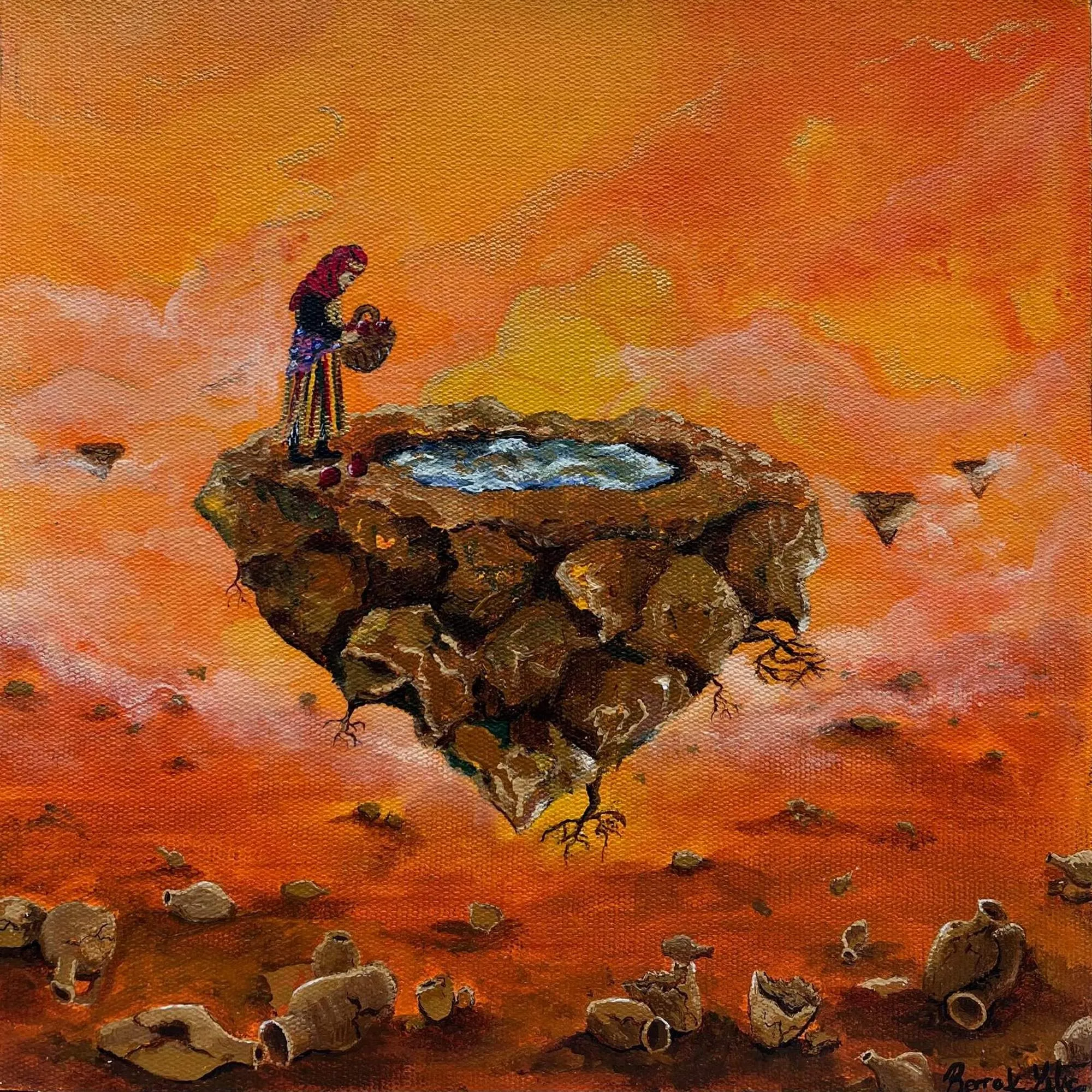 "Gaia" eseri BERRAK KILIÇ tarafından 2025 yılında 25x25 cm ölçülerinde Tuval üzeri akrilik boya tekniği ile yapılmıştır.