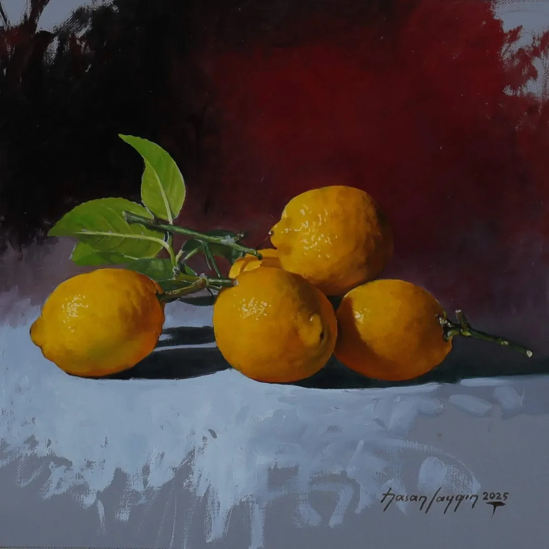 yakınlaştır "Limonlar" eseri HASAN SAYGIN tarafından 2025 yılında 25x25 cm ölçülerinde Tuval üzeri yağlı boya tekniği ile yapılmıştır.