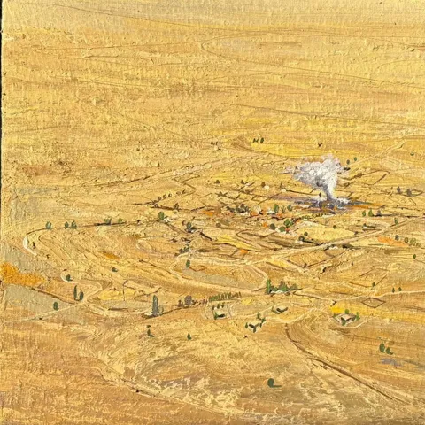 SALİH ÇAKAR — “Göç serisi”, 2025 "Göç serisi" eseri SALİH ÇAKAR tarafından 2025 yılında 25x25 cm ölçülerinde Tuval üzeri yağlı boya tekniği ile yapılmıştır.