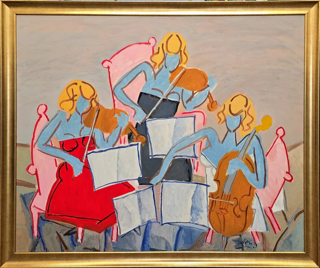 yakınlaştır "Trio" eseri ADNAN TURANİ tarafından 2009 yılında 132x160 cm ölçülerinde Tuval üzeri yağlı boya tekniği ile yapılmıştır.