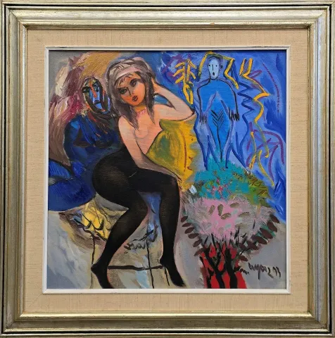 MUSTAFA AYAZ — “İsimsiz”, 1993 "İsimsiz" eseri MUSTAFA AYAZ tarafından 1993 yılında 45x45 cm ölçülerinde Tuval üzeri yağlı boya tekniği ile yapılmıştır.