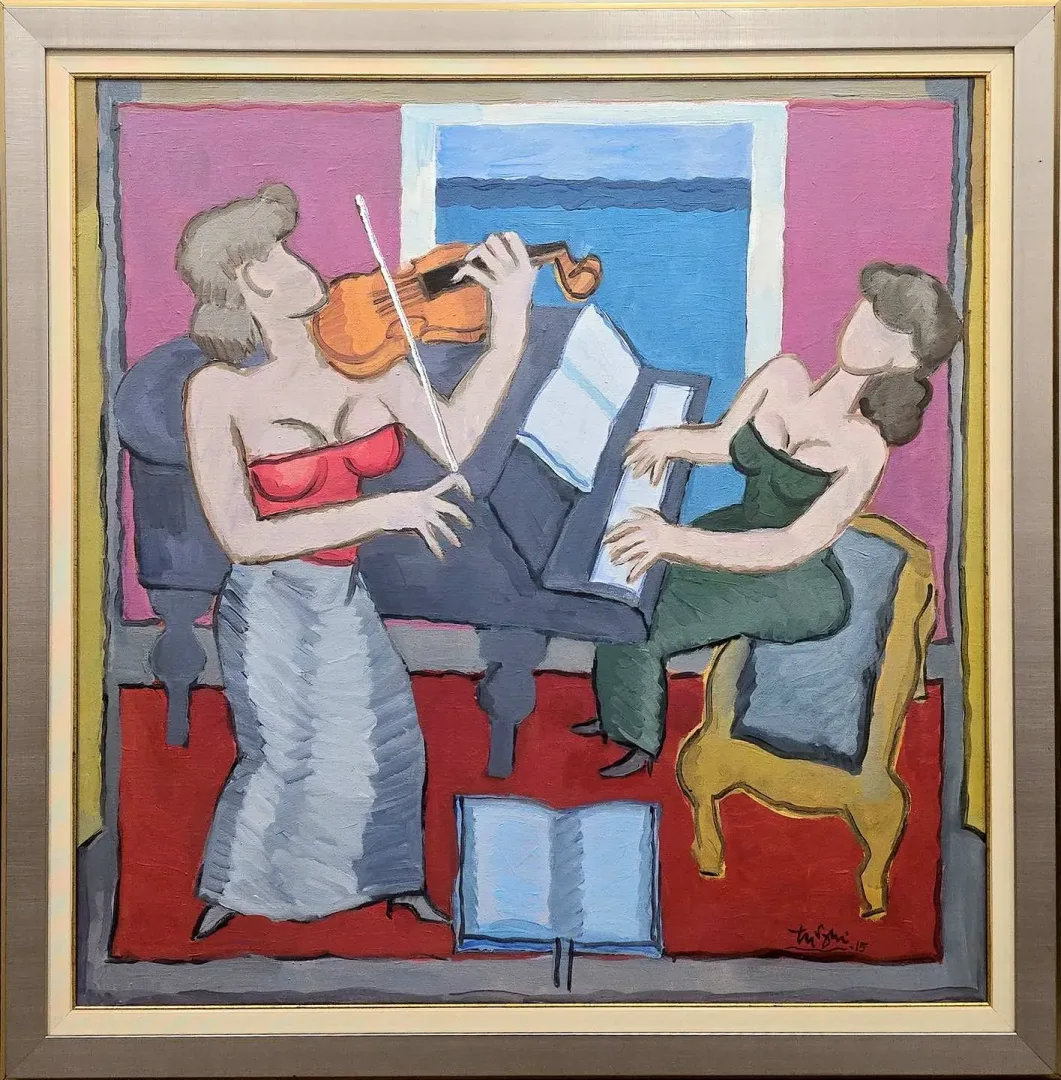 yakınlaştır "Müzisyenler" eseri ADNAN TURANİ tarafından 2015 yılında 100x100 cm ölçülerinde Tuval üzeri yağlı boya tekniği ile yapılmıştır.