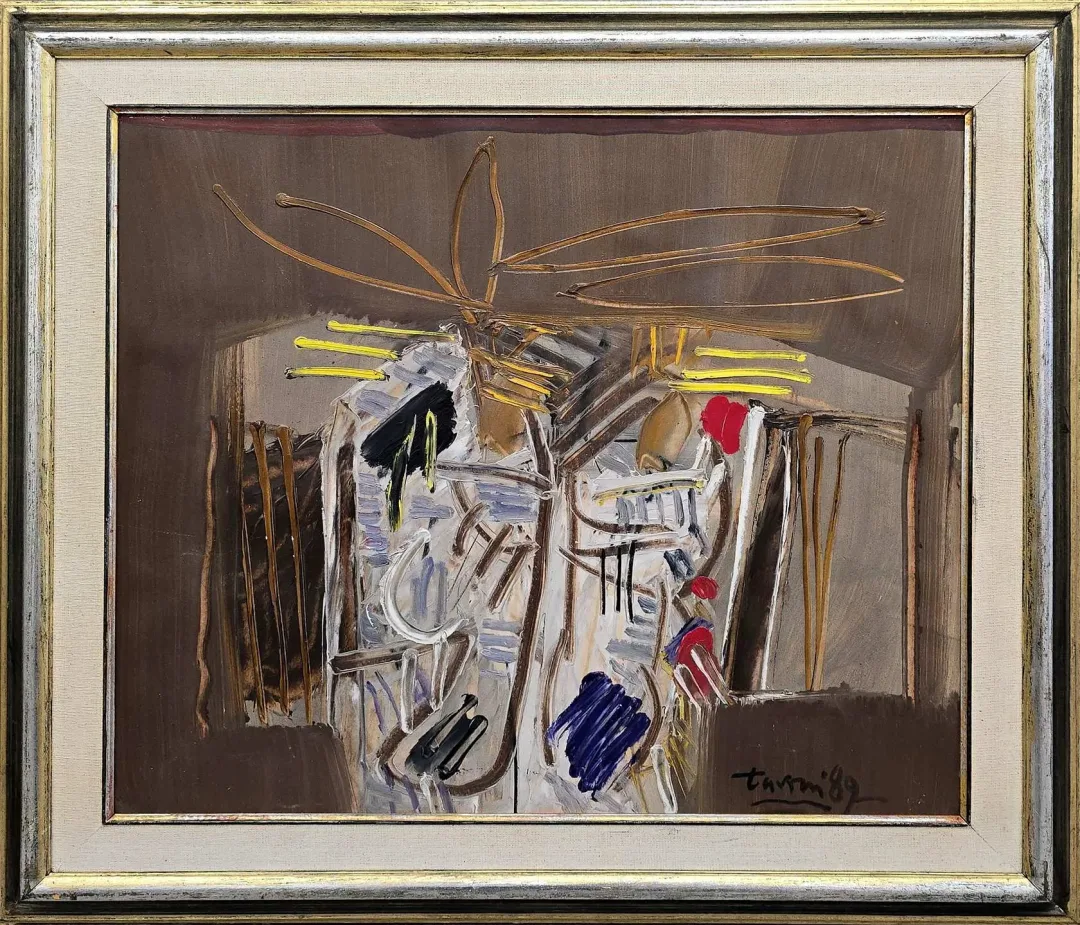 yakınlaştır "İsimsiz" eseri ADNAN TURANİ tarafından 1989 yılında 50x58 cm ölçülerinde Duralit üzeri yağlı boya tekniği ile yapılmıştır.