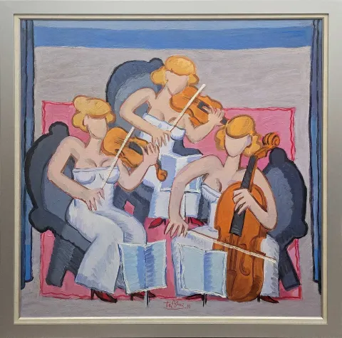 ADNAN TURANİ — “Trio”, 2014 "Trio" eseri ADNAN TURANİ tarafından 2014 yılında 100x100 cm ölçülerinde Tuval üzeri yağlı boya tekniği ile yapılmıştır.