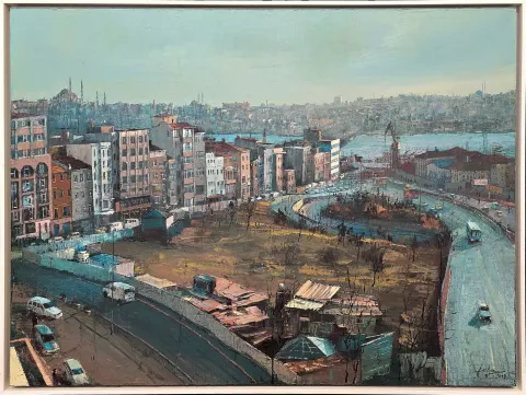 KADİR ABLAK — “Bir Metropolün Anatomisi”, 2019 "Bir Metropolün Anatomisi" eseri KADİR ABLAK tarafından 2019 yılında 100x130 cm ölçülerinde Tuval üzeri yağlı boya tekniği ile yapılmıştır.