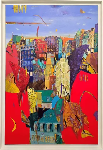"Cafe Paris" eseri HAKAN ESMER tarafından 180x120 cm ölçülerinde Tuval üzeri yağlı boya tekniği ile yapılmıştır.