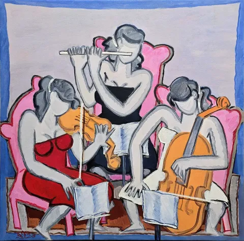 ADNAN TURANİ — “Trio”, 2015 "Trio" eseri ADNAN TURANİ tarafından 2015 yılında 100x100 cm ölçülerinde Tuval üzeri yağlı boya tekniği ile yapılmıştır.