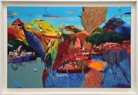 "Heyamola" eseri HAKAN ESMER tarafından 80x120 cm ölçülerinde Tuval üzeri yağlı boya tekniği ile yapılmıştır.