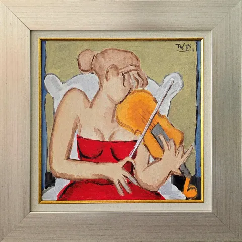 ADNAN TURANİ — “Kemancı Kız”, 2014 "Kemancı Kız" eseri ADNAN TURANİ tarafından 2014 yılında 40x40 cm ölçülerinde Tuval üzeri yağlı boya tekniği ile yapılmıştır.