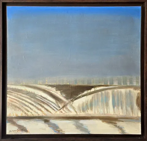 "İsimsiz" eseri TURAN EROL tarafından 1989 yılında 82x84 cm ölçülerinde Tuval üzeri yağlı boya tekniği ile yapılmıştır.
