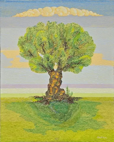 "Zeytin Ağacı" eseri ATAÇ ELALMIŞ tarafından 2025 yılında 150x120 cm ölçülerinde Pres tuval üzeri yağlı boya tekniği ile yapılmıştır.