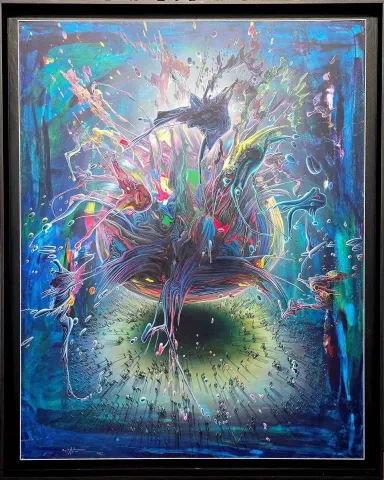 RAŞİT ALTUN — “Araf”, 2021 "Araf" eseri RAŞİT ALTUN tarafından 2021 yılında 140x110 cm ölçülerinde Tuval üzeri akrilik boya tekniği ile yapılmıştır.