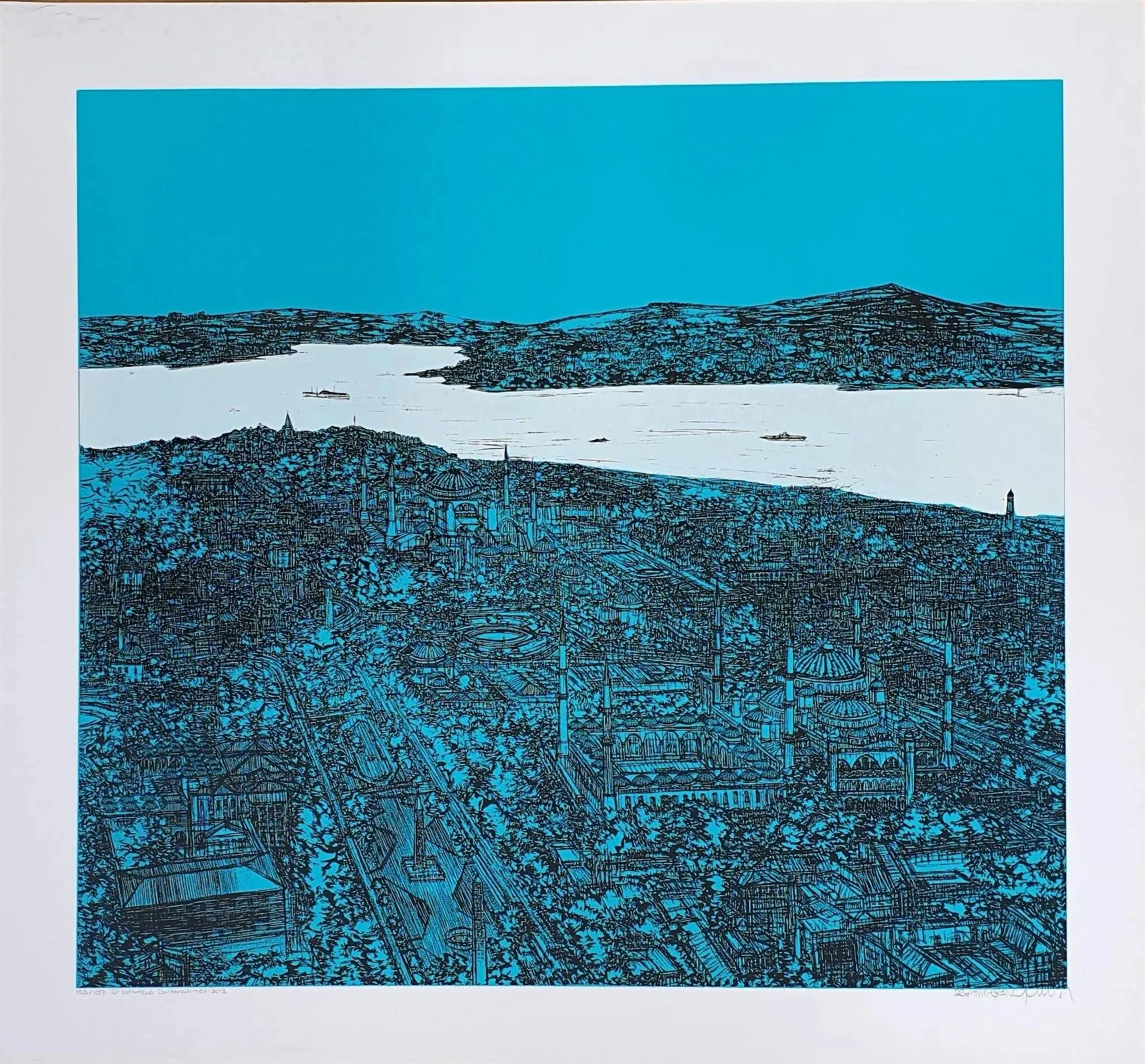 "İstanbul Sultanahmet" eseri DEVRİM ERBİL tarafından 2013 yılında 70x70 cm ölçülerinde Serigrafi - (D) Edisyon 193/197 tekniği ile yapılmıştır.