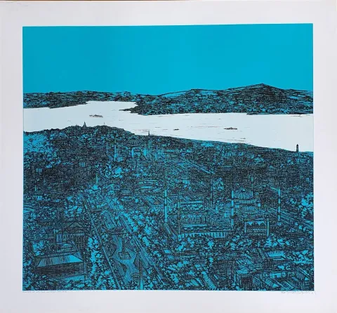 DEVRİM ERBİL — “İstanbul Sultanahmet”, 2013 "İstanbul Sultanahmet" eseri DEVRİM ERBİL tarafından 2013 yılında 70x70 cm ölçülerinde Serigrafi - (D) Edisyon 193/197 tekniği ile yapılmıştır.