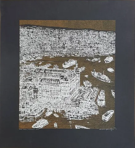 DEVRİM ERBİL — “İstanbul Haydarpaşa”, 2011 "İstanbul Haydarpaşa" eseri DEVRİM ERBİL tarafından 2011 yılında 100x70 cm ölçülerinde Serigrafi - (K) Edisyon 35/50 tekniği ile yapılmıştır.