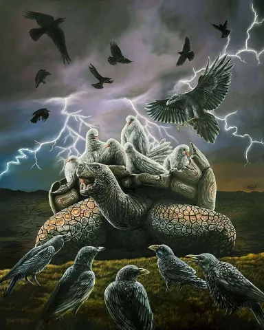 ALİ FATİH KÜÇÜKOSMANOĞLU — “Enkaz”, 2023 "Enkaz" eseri ALİ FATİH KÜÇÜKOSMANOĞLU tarafından 2023 yılında 150x120 cm ölçülerinde Tuval üzeri yağlı boya tekniği ile yapılmıştır.