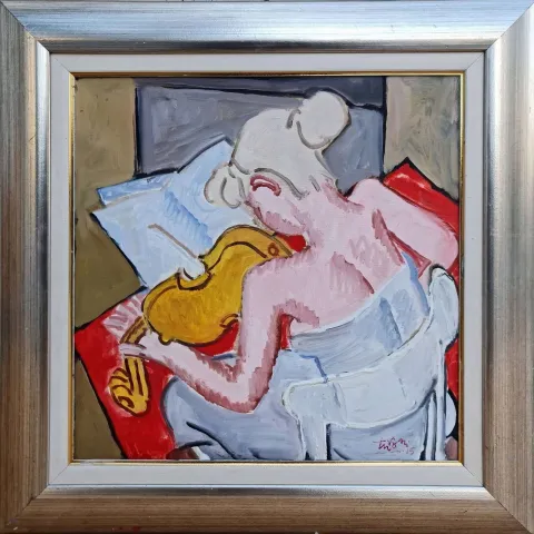 ADNAN TURANİ — “Kemancı Kız”, 2015 "Kemancı Kız" eseri ADNAN TURANİ tarafından 2015 yılında 50x50 cm ölçülerinde Tuval üzeri yağlı boya tekniği ile yapılmıştır.