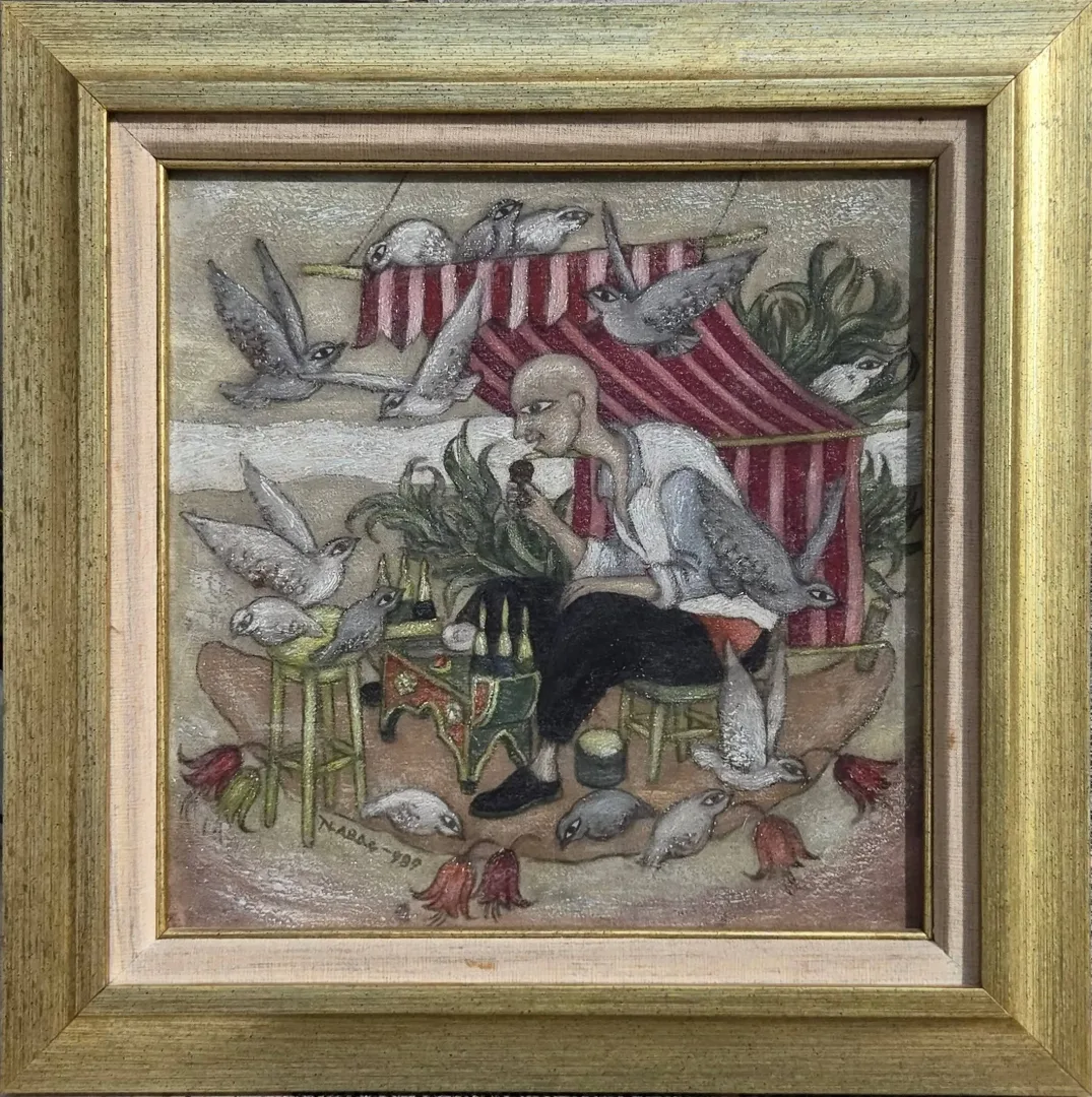 Nuri Abaç — Ayakkabı boyayıcısı, 1989, tuval üzerine yağlıboya