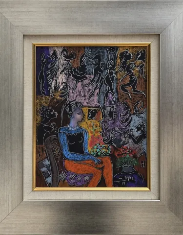 MUSTAFA AYAZ — “İsimsiz”, 2017 "İsimsiz" eseri MUSTAFA AYAZ tarafından 2017 yılında 32x25 cm ölçülerinde Kağıt üzeri pastel boya tekniği ile yapılmıştır.