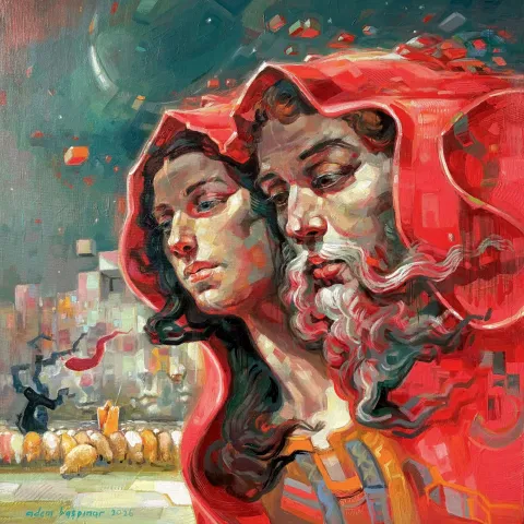 ADEM BAŞPINAR — “Devr”, 2026 "Devr" eseri ADEM BAŞPINAR tarafından 2026 yılında 60x60 cm ölçülerinde Tuval üzeri akrilik boya tekniği ile yapılmıştır.