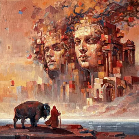 ADEM BAŞPINAR — “Ara”, 2026 "Ara" eseri ADEM BAŞPINAR tarafından 2026 yılında 50x50 cm ölçülerinde Tuval üzeri akrilik boya tekniği ile yapılmıştır.