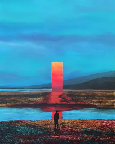 ARDA SELİM — “Eşik”, 2026 "Eşik" eseri ARDA SELİM tarafından 2026 yılında 150x120 cm ölçülerinde Tuval üzeri akrilik boya tekniği ile yapılmıştır.