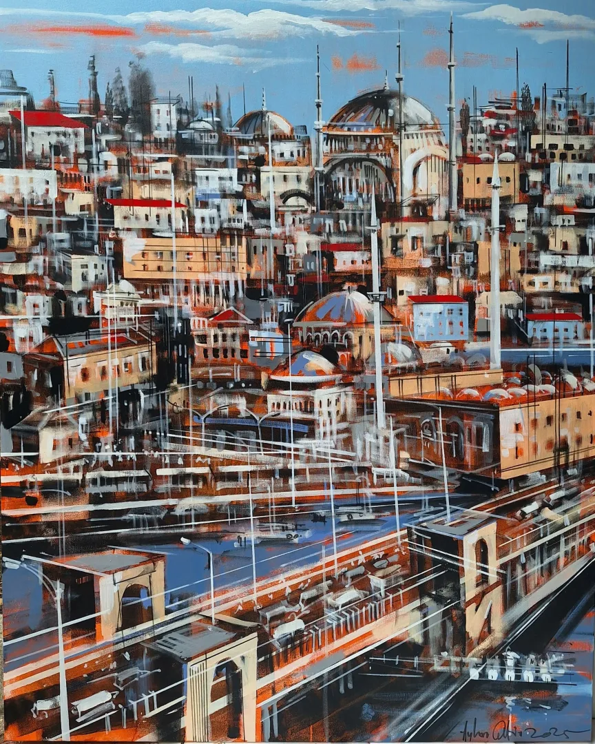 "Eminönü" eseri AYHAN ÇETİN tarafından 2025 yılında 150x120 cm ölçülerinde Tuval üzeri akrilik boya tekniği ile yapılmıştır.