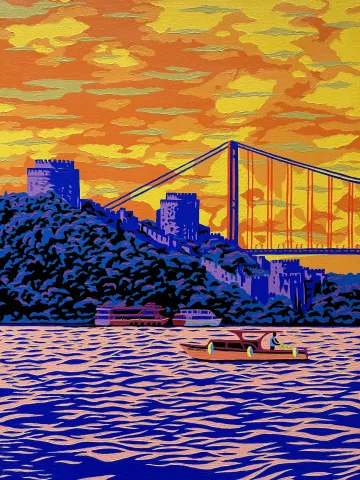 HAKAN ECEVİT — “Rumeli Hisarı”, 2026 "Rumeli Hisarı" eseri HAKAN ECEVİT tarafından 2026 yılında 80x60 cm ölçülerinde Tuval üzeri akrilik boya tekniği ile yapılmıştır.